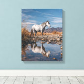 White Horse Mountain Reflection River Art Canvas Afdruk (Insitu (Houten vloer))