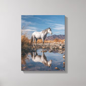 White Horse Mountain Reflection River Art Canvas Afdruk (Voorkant)