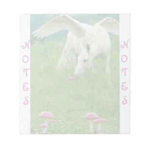 White Horse Pegasus & Toadstools Fantasy Notitiebl Notitieblok