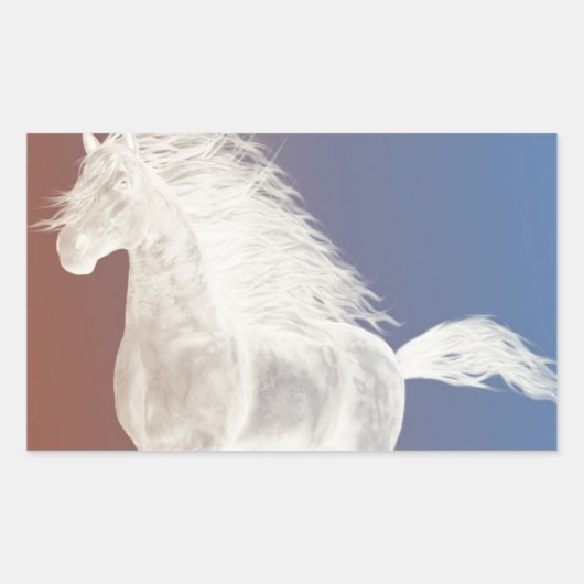 White Horse Rechthoekige Sticker (Voorkant)