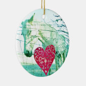 White Horse Red Heart Valentijn Keramisch Ornament (Rechts)