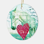 White Horse Red Heart Valentijn Keramisch Ornament (Links)