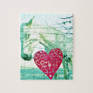 White Horse Red Heart Valentijn Legpuzzel