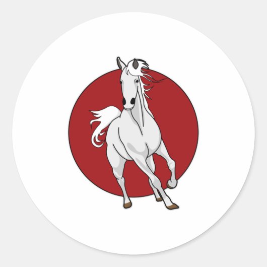 White Horse Ronde Sticker (Voorkant)