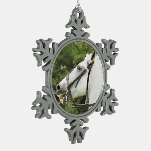 WHITE HORSE TIN SNEEUWVLOK ORNAMENT (Links)