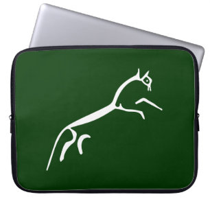 White Horse (Uffington Castle) - Donkergroen Laptop Sleeve