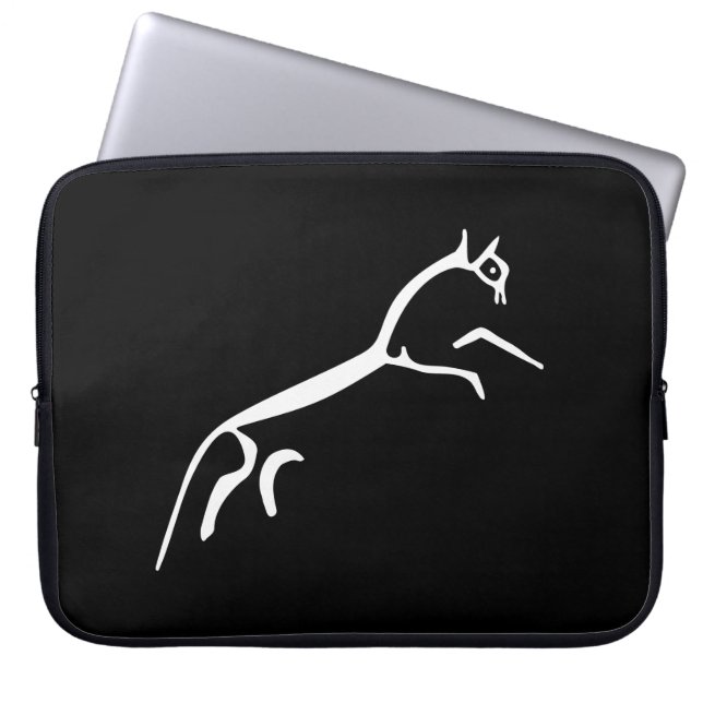 White Horse (Uffington Castle) - zwart Laptop Sleeve (Voorkant)