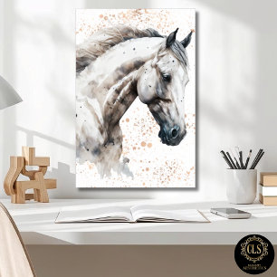 White Horse Watercolor Kunst Downloadbare Poster