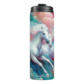 White Horses Flowing Manes Cloudscape Thermosbeker (Voorkant)