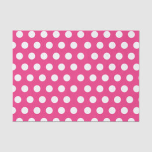 White & Hot Pink Large Medium Polka Dot Party Tissuepapier