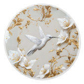 White Hummingbird Keramische Knop (Voorkant)