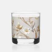 White Hummingbird Minimalist Floral Whisky Glas (Voorkant)