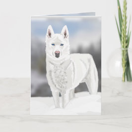 White Husky Blank Greeting Kaart
