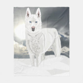 White Husky in sneeuw Fleece Deken