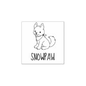 White Husky Puppy Dog Aangepaste naam Rubberstempel (Afrduk)