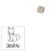White Husky Puppy Dog Custom Name Rubberstempel (Gestempeld)