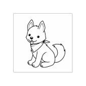 White Husky Puppy Dog Kleur me Rubberstempel (Afrduk)