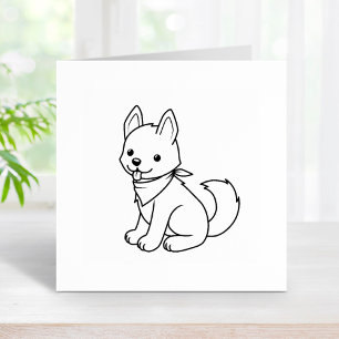 White Husky Puppy Dog Kleur me Rubberstempel