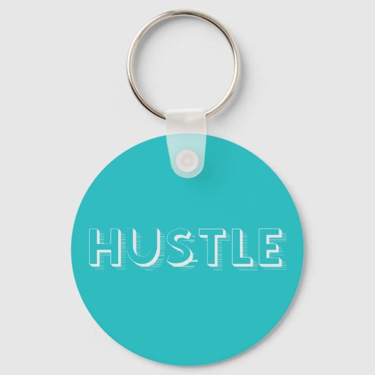 White Hustle Modern Typography Sleutelhanger (Voorkant)