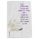 White Hydrangea and Butterfly on Wood Medium Cadeauzakje (Voorkant)