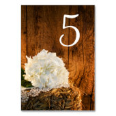 White Hydrangea Barn Wood Wedding Table Numbers Kaart (Achterkant)