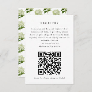 White Hydrangea Bridal Invitation Registry Insert Kaart