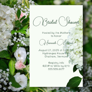White Hydrangea Budget Bridal Shower Invitation Flyer