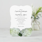 White Hydrangea Floral Border Wedding Invitation Kaart (Staand voorkant)
