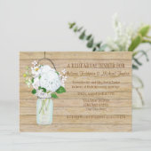 White Hydrangea Floral Rustic Mason Jar Flowers Kaart (Staand voorkant)