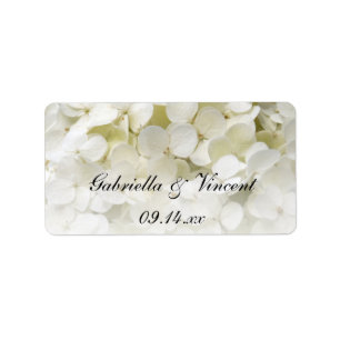 White Hydrangea Floral Wedding Favor Labels