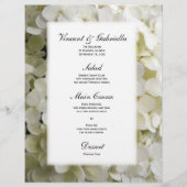 White Hydrangea Flower Wedding Menu (Voorkant)
