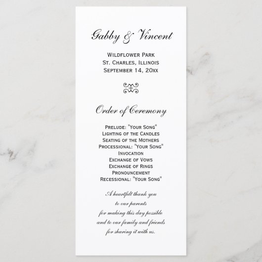 White Hydrangea Flower Wedding Programme Programma (Achterkant)