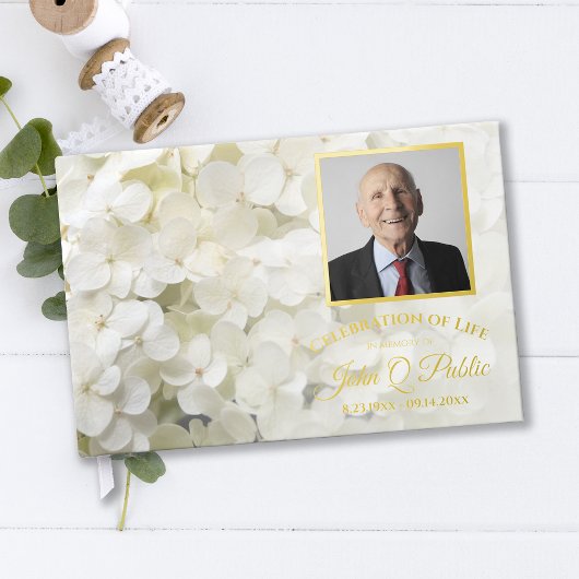White Hydrangea Flowers Celebration of Life Gastenboek
