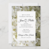White Hydrangea Flowers Celebration of Life Kaart (Voorkant)
