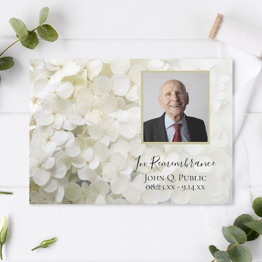 White Hydrangea Flowers Death Jubileum Kaart