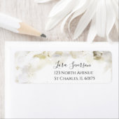 White Hydrangea Flowers Waterverf Label (Insitu)