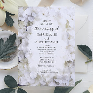 White Hydrangea Flowers Waterverf Wedding Kaart