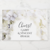 White Hydrangea Flowers Waterverf Wedding Sparkling Wijnetiket (Enkel label)