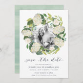 White Hydrangea | Foto Save the Date Kaart (Voorkant / Achterkant)