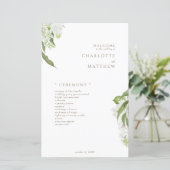 White Hydrangea Gold Text Wedding Programme (Debout devant)