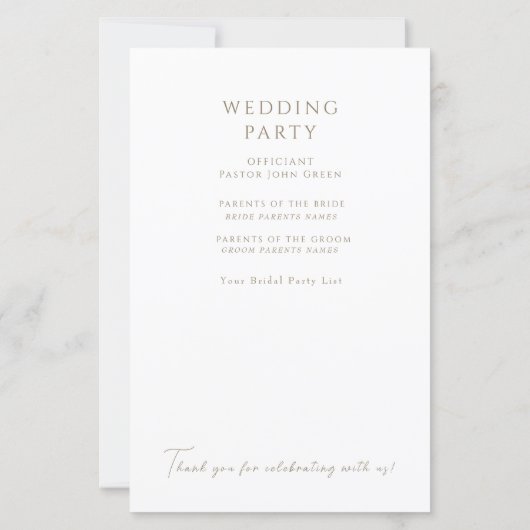 White Hydrangea Gold Text Wedding Programme (Dos)