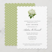 White Hydrangea Grandmillennial Baby shower Kaart (Voorkant / Achterkant)