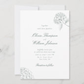 White Hydrangea Green Wedding Invitation (Devant)