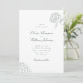 White Hydrangea Green Wedding Invitation (Debout devant)