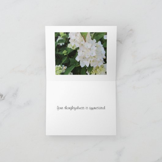 White Hydrangea Hartelijk dank Bedankkaart (Binnen)