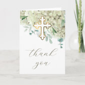 White Hydrangea Holy Cross Religious Thank You Kaart (Voorkant)