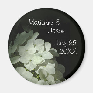 White Hydrangea Keepomwille Round Magnet Magneet