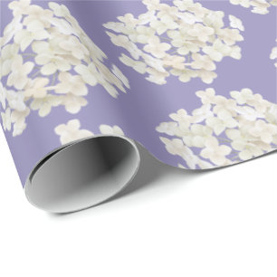 White Hydrangea on Lavender Cadeaupapier