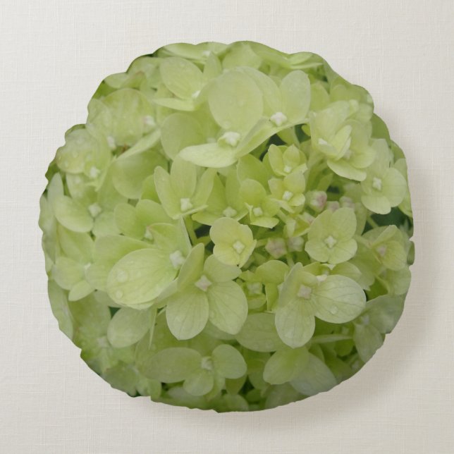 White Hydrangea Pattern Round Pillow Rond Kussen (Voorkant)