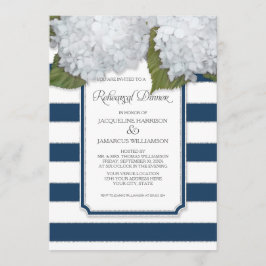 White Hydrangea Rehearsal Dinner Navy Striped Kaart